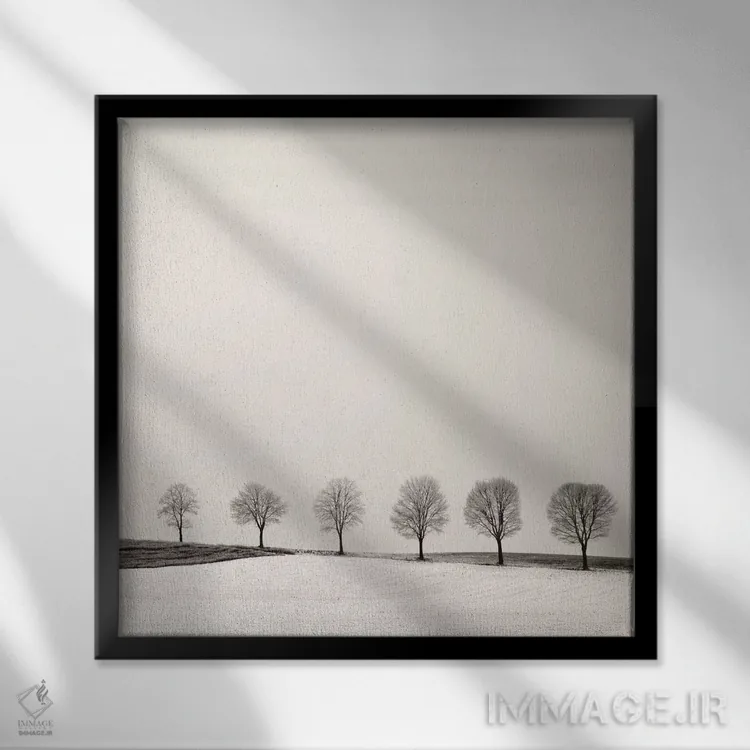 تابلو دکوراتیو خط درختان اثر لنا وایسبک - نمای قابدار مشکی