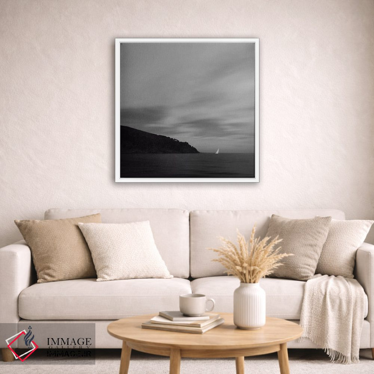 تابلو دکوراتیو Clouds And A Boat,دریا، ابرها و یک قایق اثر لنا وایسبک - D2W