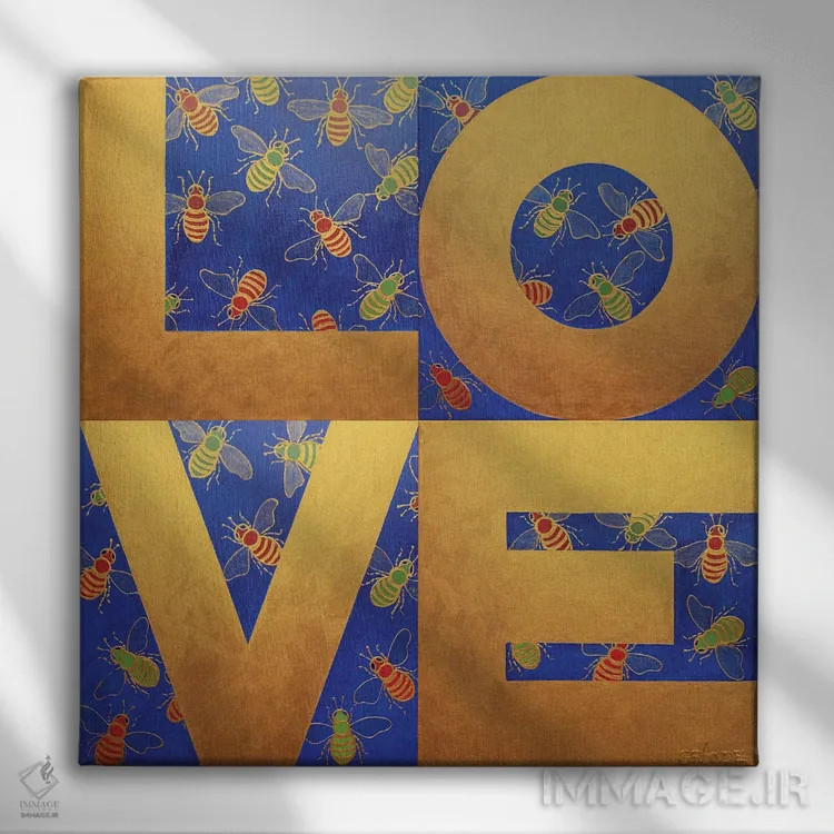 تابلو دکوراتیو عشق زنبورها اثر آلا گرانده - نمای روبهرو روی دیوار