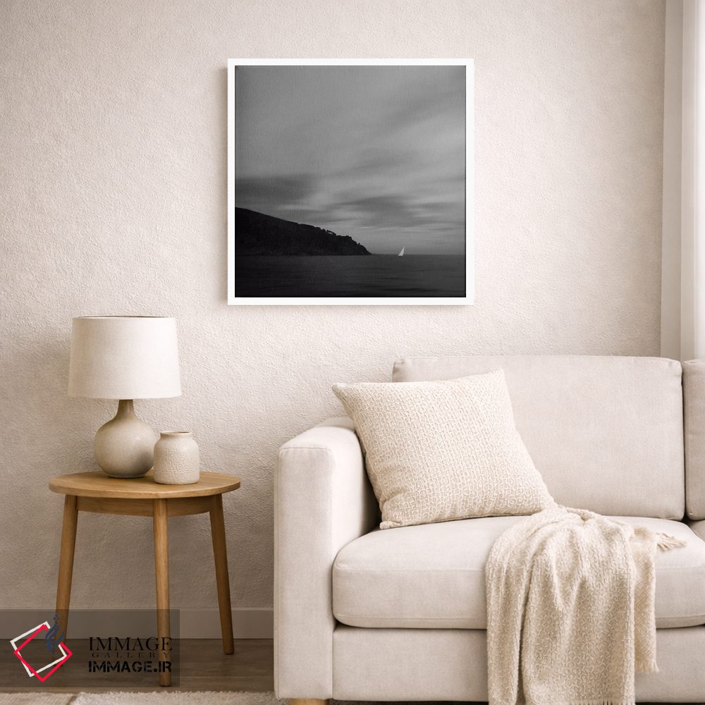 تابلو دکوراتیو Clouds And A Boat,دریا، ابرها و یک قایق اثر لنا وایسبک - D5W