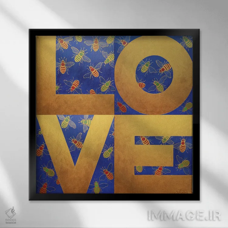 تابلو دکوراتیو عشق زنبورها اثر آلا گرانده - نمای قابدار مشکی