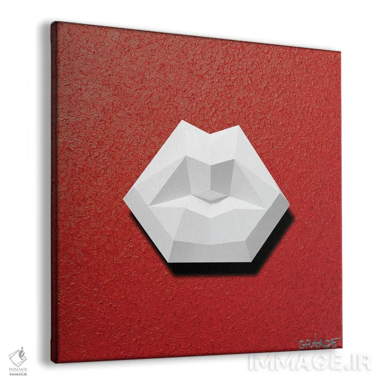 تابلو دکوراتیو لب های سفید سه بعدی اثر آلا گرانده - نمای پرسپکتیو محصول