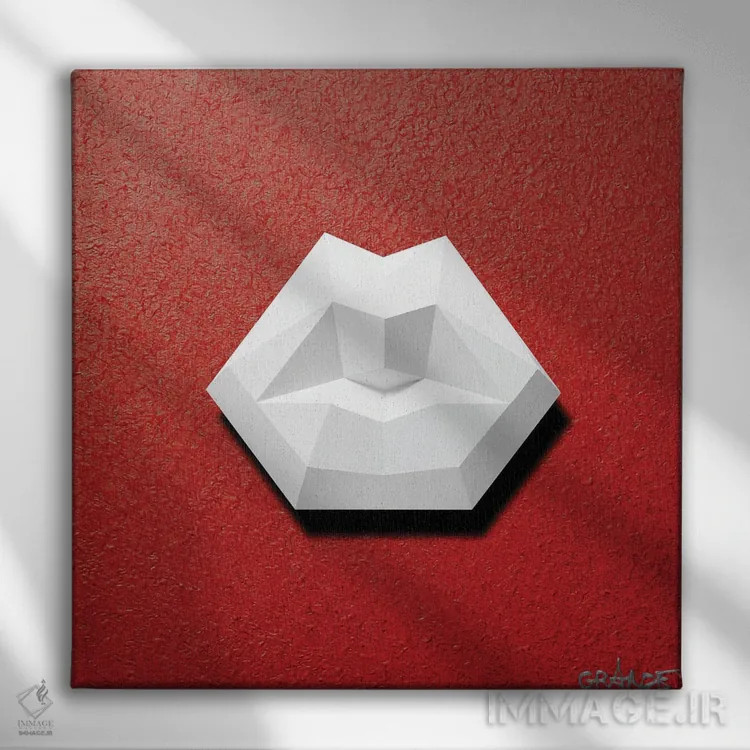 تابلو دکوراتیو لب های سفید سه بعدی اثر آلا گرانده - نمای روبهرو روی دیوار