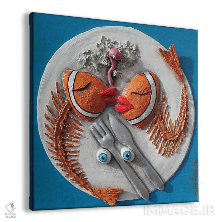 تابلو دکوراتیو ماهی با زیتون اثر آلا گرانده - نمای پرسپکتیو محصول