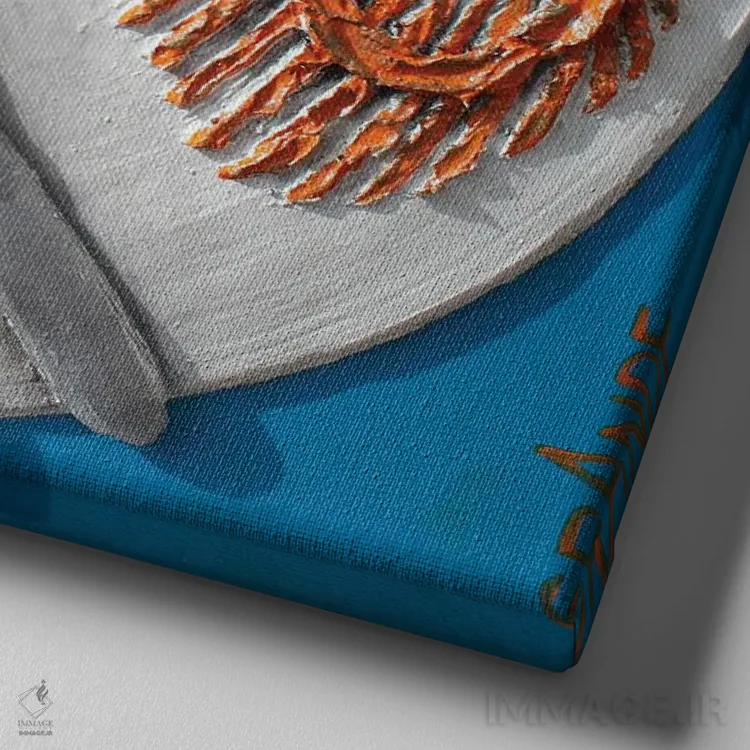 تابلو دکوراتیو ماهی با زیتون اثر آلا گرانده - نمای نزدیک بافت بوم