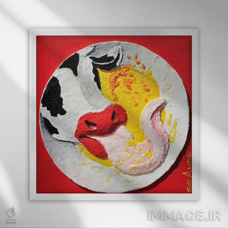 تابلو دکوراتیو زبان گوساله با سس تند اثر آلا گرانده - نمای قابدار سفید