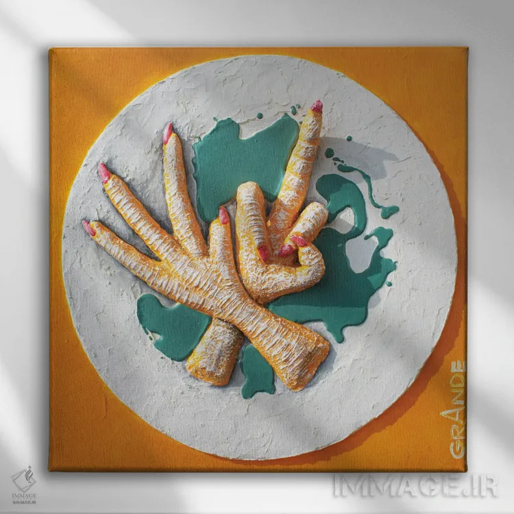 تابلو دکوراتیو پای مرغ با سس شیرین و ترش اثر آلا گرانده - نمای روبهرو روی دیوار