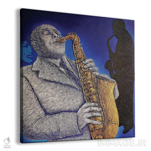 تابلو دکوراتیو جاز آبی اثر آلا گرانده - نمای پرسپکتیو محصول