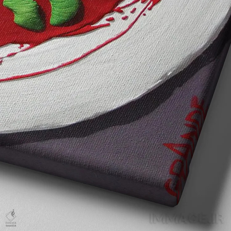 تابلو دکوراتیو پننا کوتا با سس تمشک اثر آلا گرانده - نمای نزدیک بافت بوم