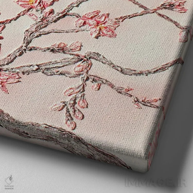 تابلو دکوراتیو درخت بادام اثر آلا گرانده - نمای نزدیک بافت بوم