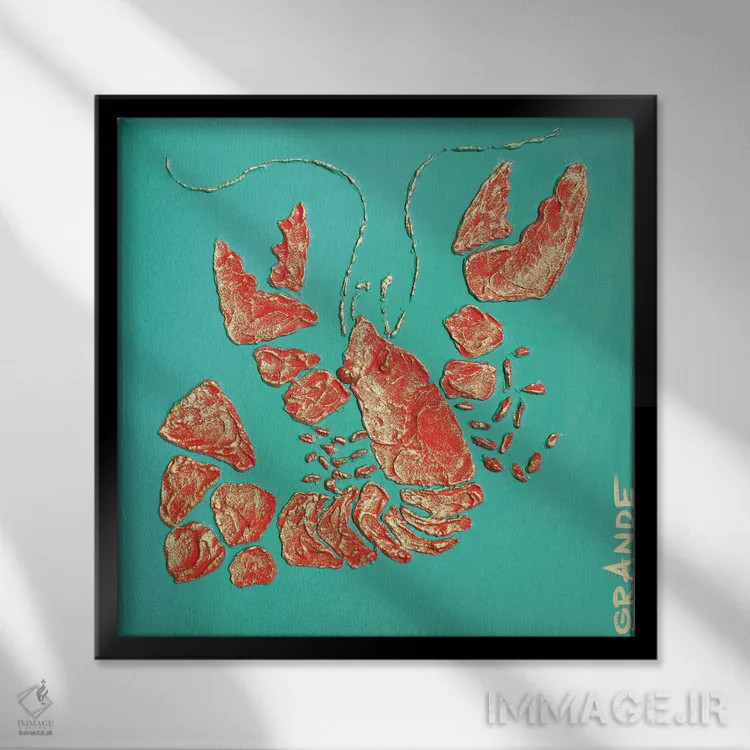 تابلو دکوراتیو خرچنگ قرمز ۳ اثر آلا گرانده - نمای قابدار مشکی