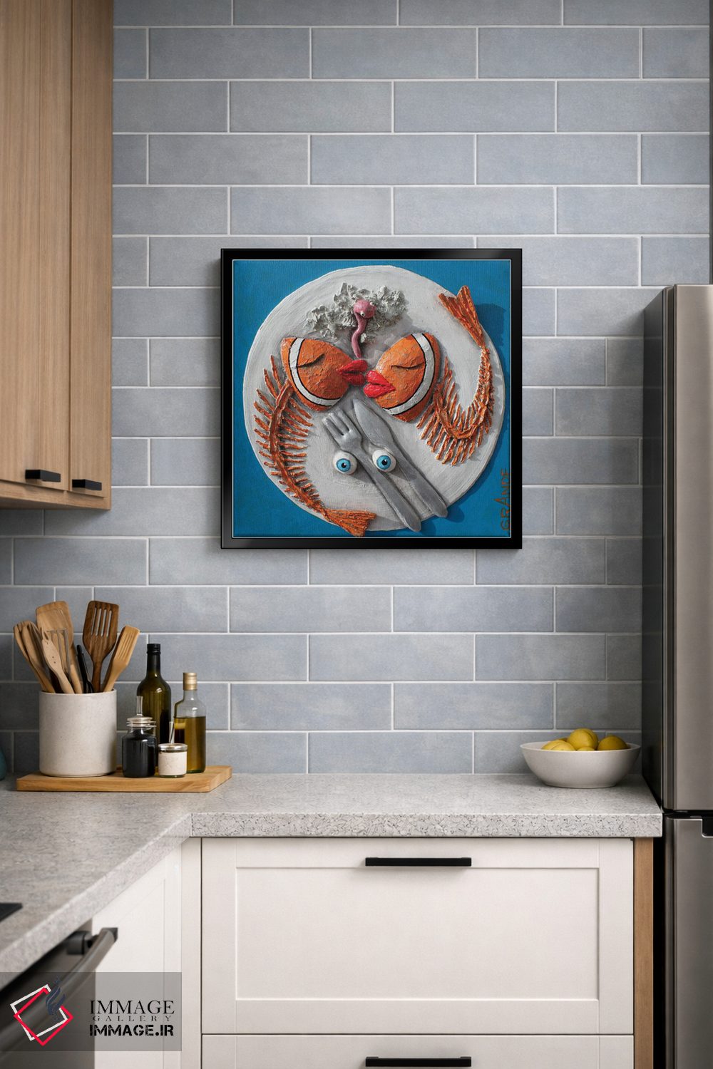 تابلو دکوراتیو ماهی با زیتون اثر آلا گرانده - D5B