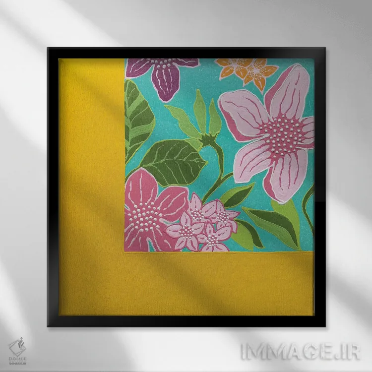 تابلو دکوراتیو گل های عاشقانه ۱ اثر آلا گرانده - نمای قابدار مشکی