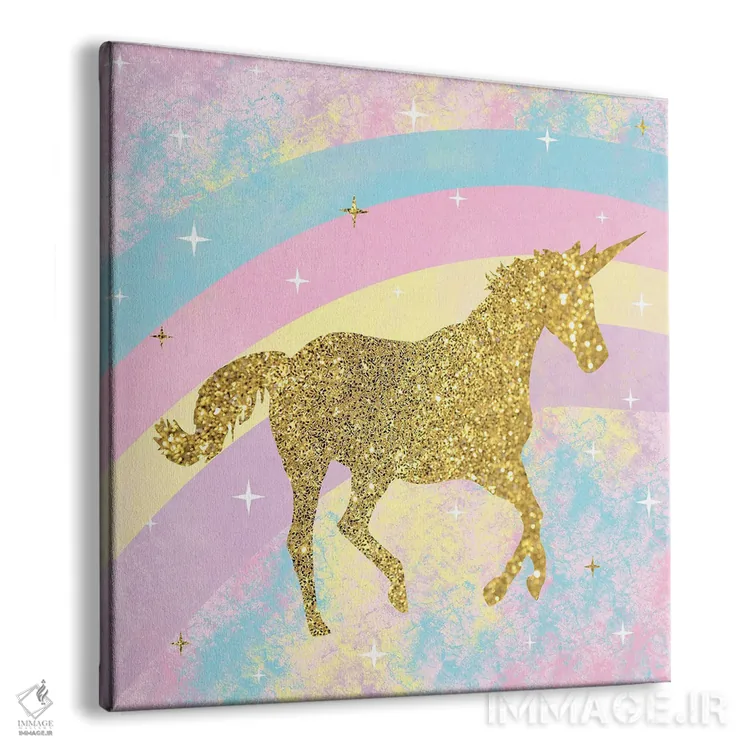 تابلو دکوراتیو اسب تک شاخ ۲ اثر لورن گیبونز - نمای پرسپکتیو محصول