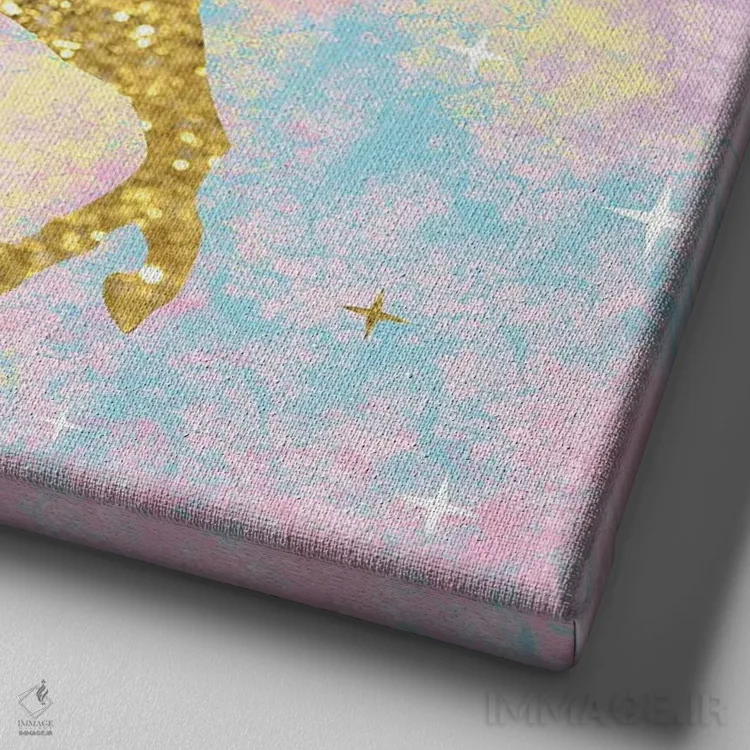 تابلو دکوراتیو اسب تک شاخ ۲ اثر لورن گیبونز - نمای نزدیک بافت بوم