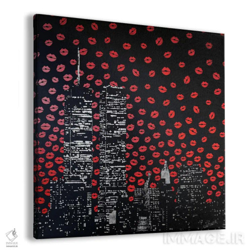 تابلو دکوراتیو بوسه های عاشقانه بر فراز نیویورک اثر آلا گرانده - نمای پرسپکتیو محصول