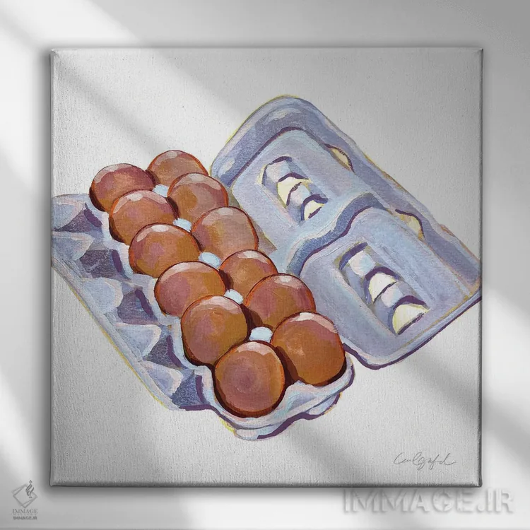 تابلو دکوراتیو دوجین تخم مرغ اثر لورل گرینفیلد - نمای روبهرو روی دیوار