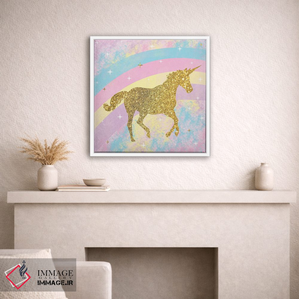 تابلو دکوراتیو اسب تک شاخ ۲ اثر لورن گیبونز - D1W