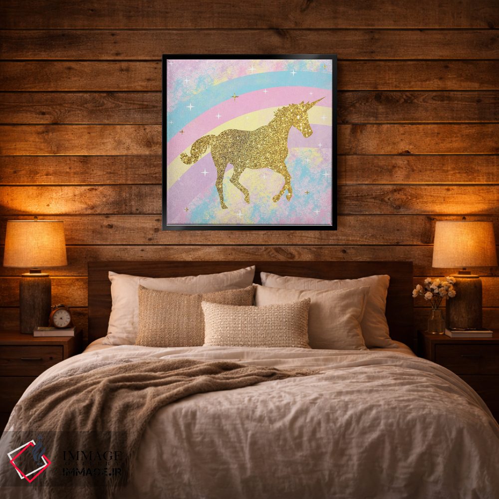 تابلو دکوراتیو اسب تک شاخ ۲ اثر لورن گیبونز - D4B