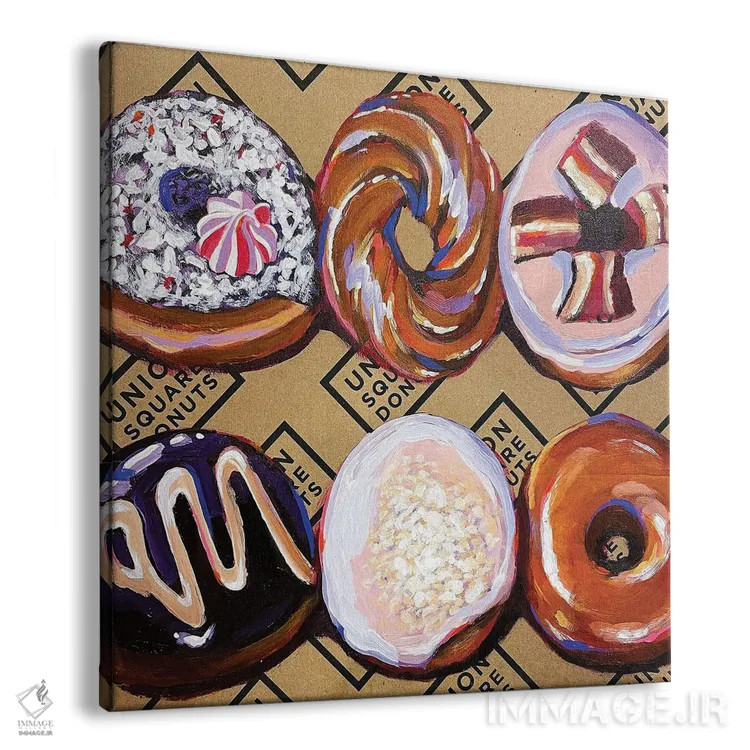 تابلو دکوراتیو دونات ها روی جعبه اثر لورل گرینفیلد - نمای پرسپکتیو محصول
