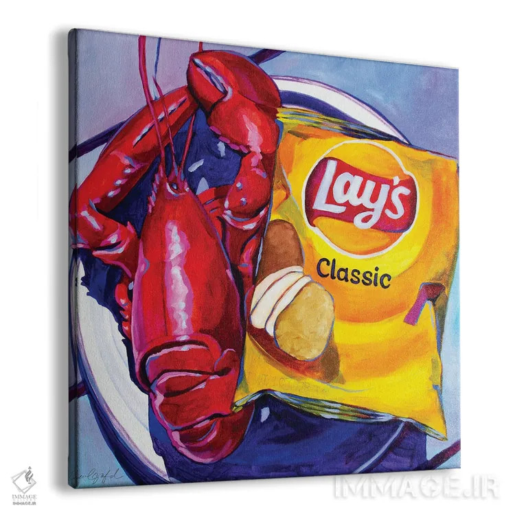 تابلو دکوراتیو خرچنگ و چیپس لیز اثر لورل گرینفیلد - نمای پرسپکتیو محصول