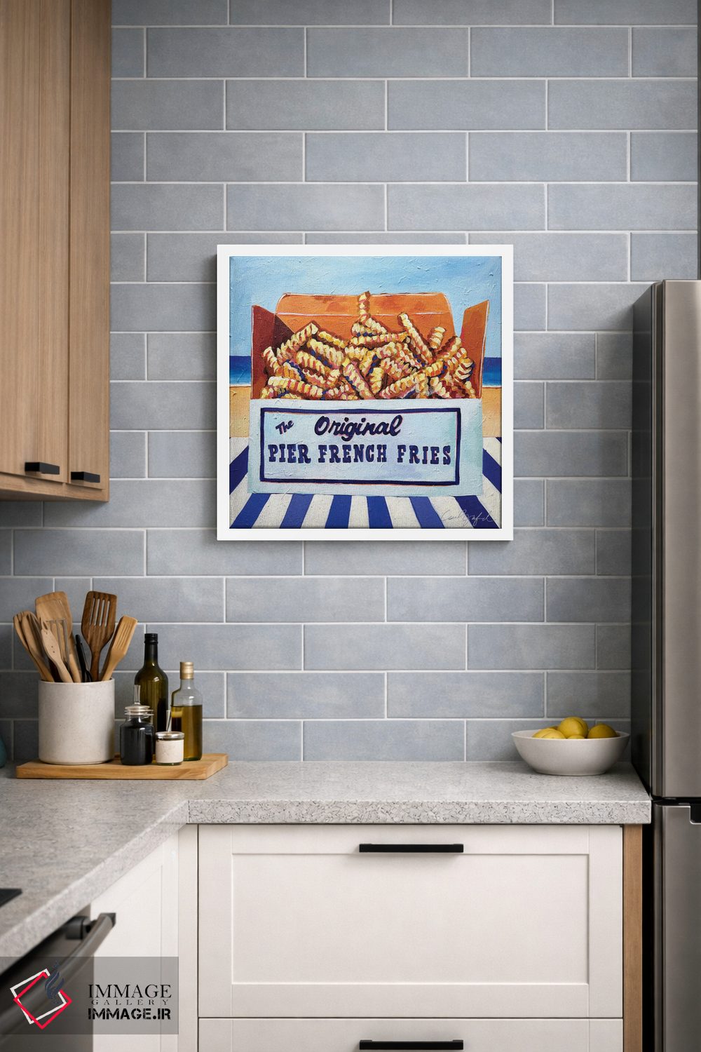 تابلو دکوراتیو سیب زمینی سرخ کرده کنار اسکله اثر لورل گرینفیلد - D4W