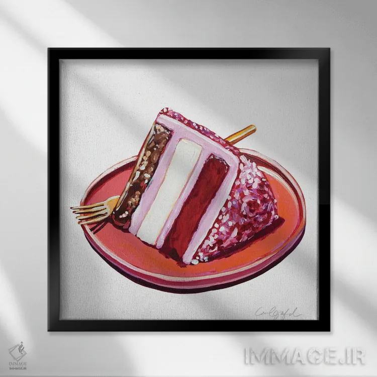 تابلو دکوراتیو برش کیک سه لایه اثر لورل گرینفیلد - نمای قابدار مشکی