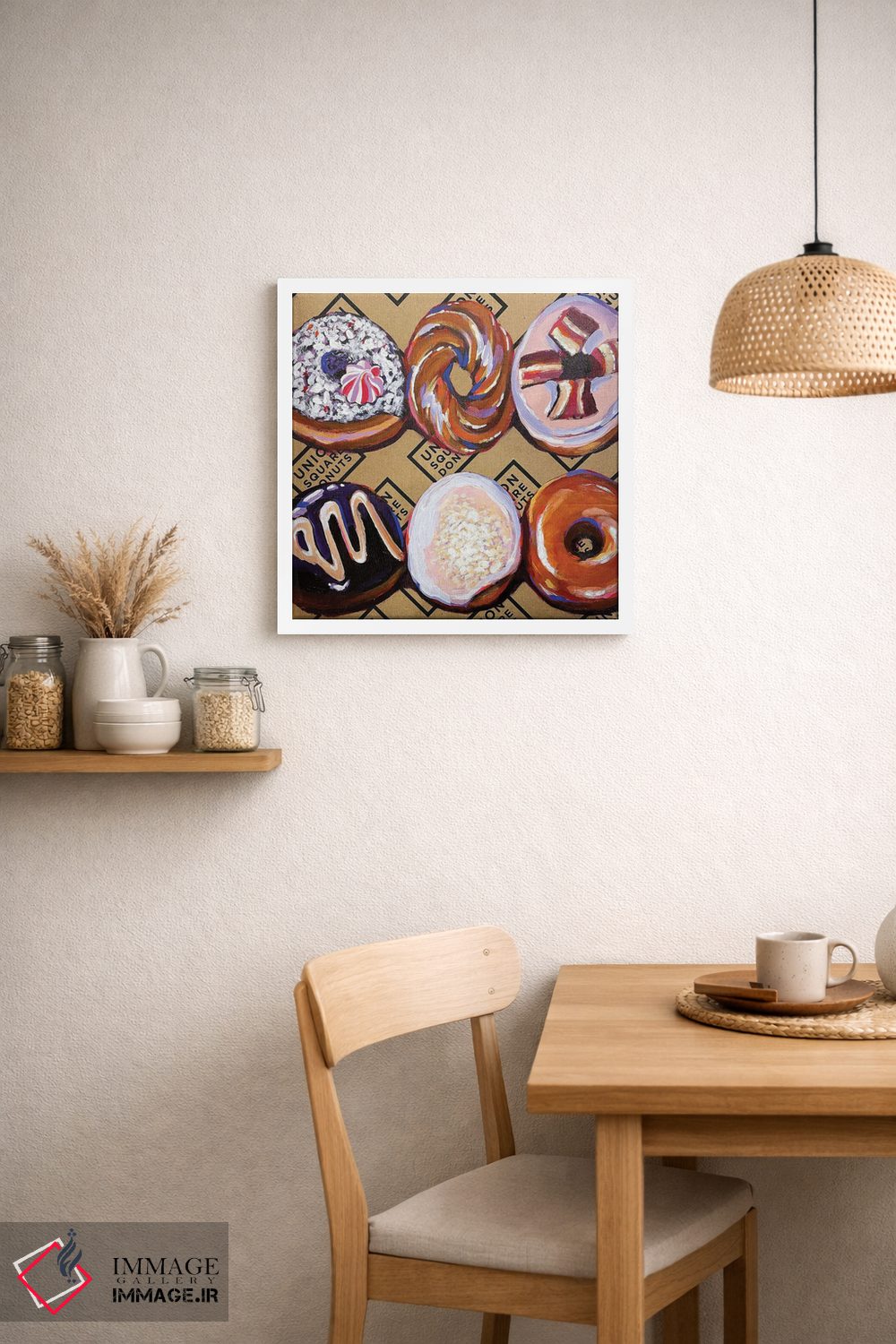 تابلو دکوراتیو دونات ها روی جعبه اثر لورل گرینفیلد - D1W