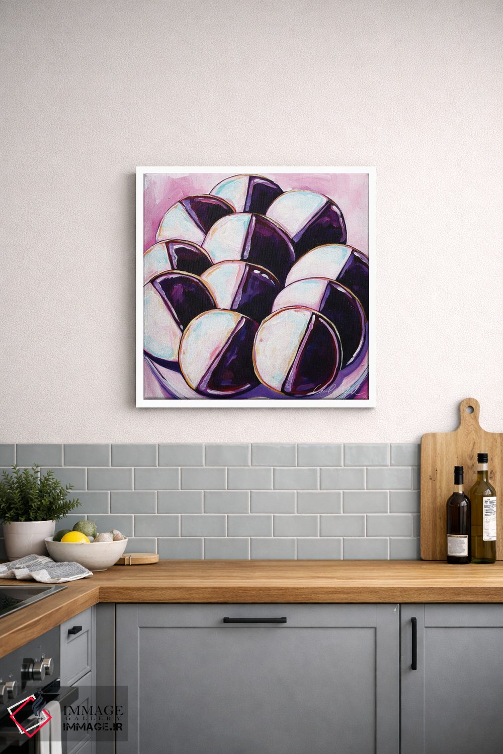 تابلو دکوراتیو سینی بیسکویت سیاه و سفید اثر لورل گرینفیلد - D2W