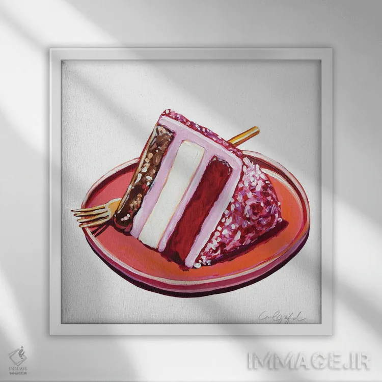 تابلو دکوراتیو برش کیک سه لایه اثر لورل گرینفیلد - نمای قابدار سفید