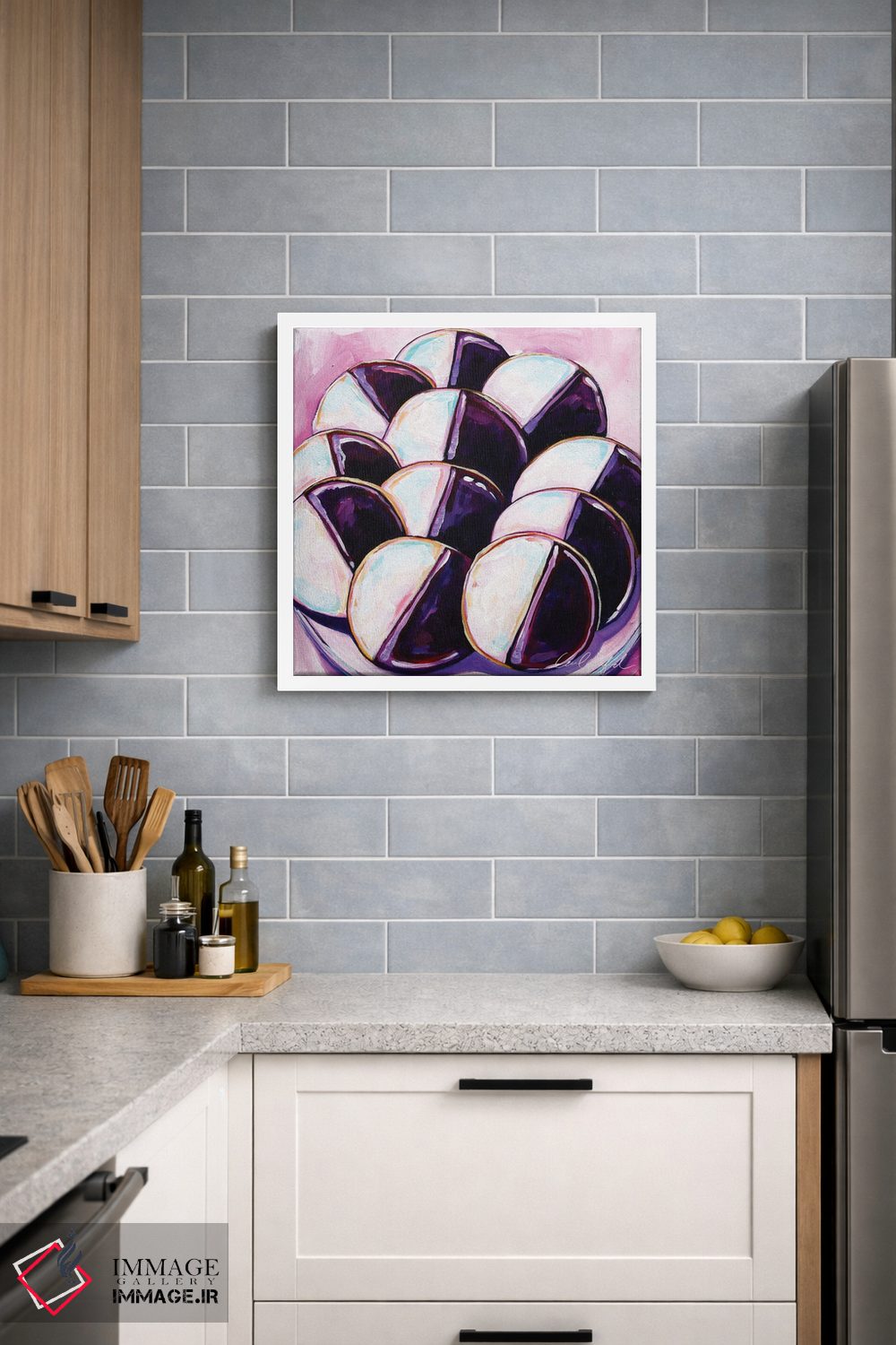 تابلو دکوراتیو سینی بیسکویت سیاه و سفید اثر لورل گرینفیلد - D3W