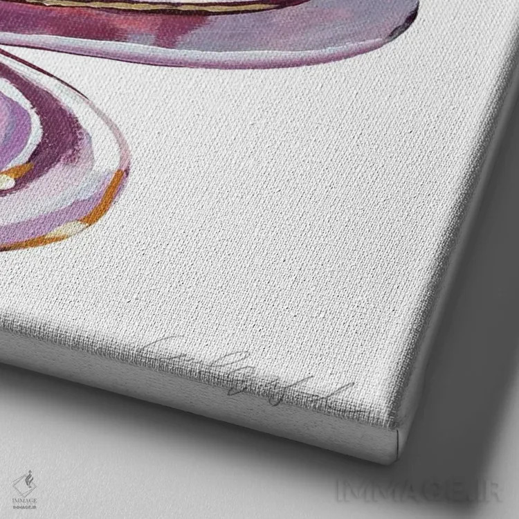 تابلو دکوراتیو کیک گل ظریف صورتی اثر لورل گرینفیلد - نمای نزدیک بافت بوم