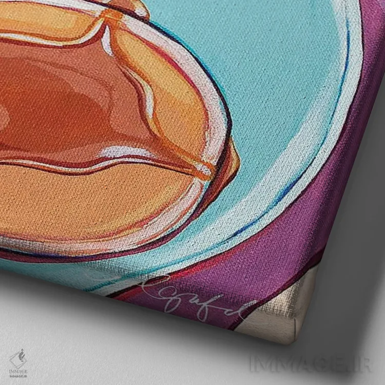 تابلو دکوراتیو پنکیک و توت فرنگی اثر لورل گرینفیلد - نمای نزدیک بافت بوم