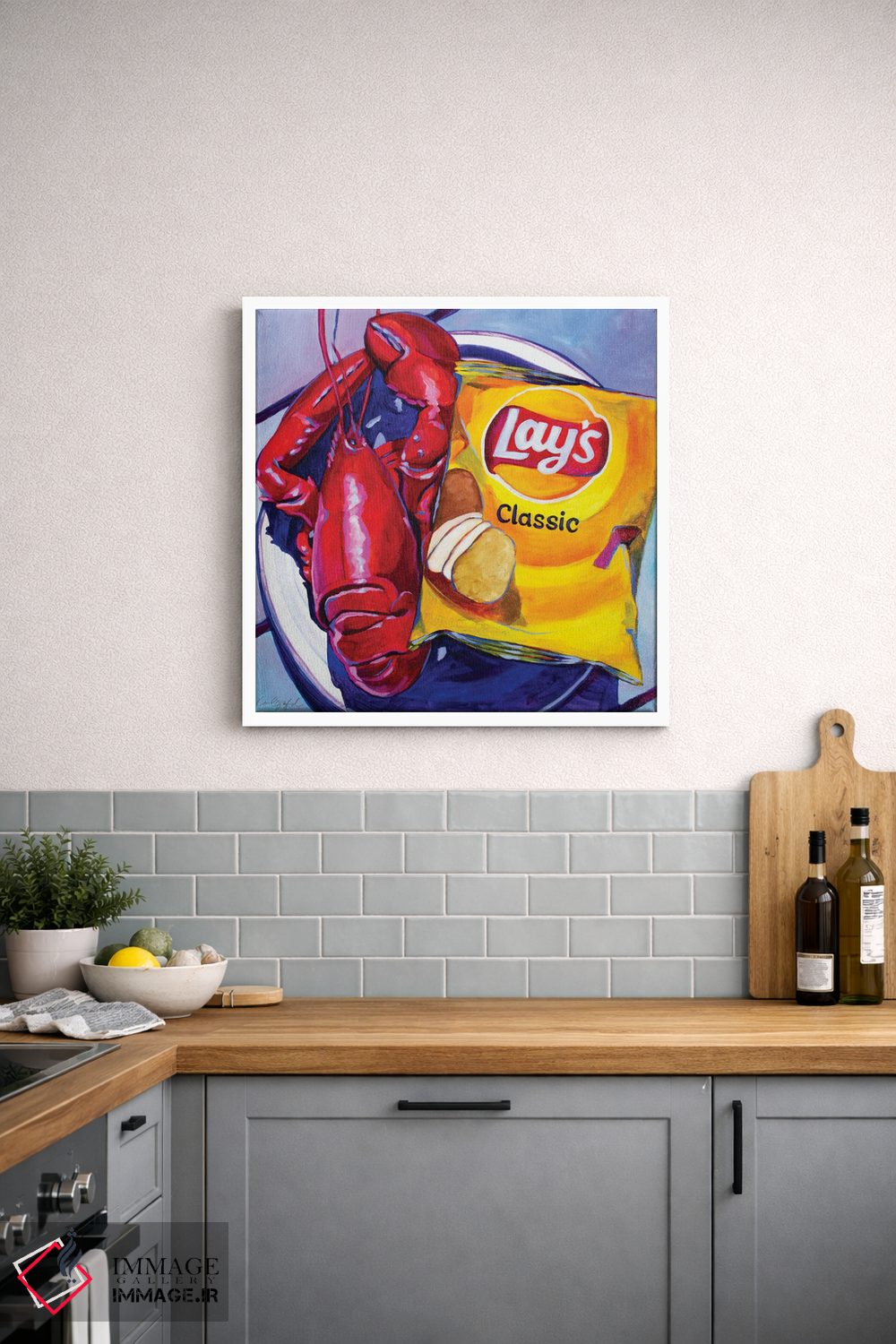 تابلو دکوراتیو خرچنگ و چیپس لیز اثر لورل گرینفیلد - D3W