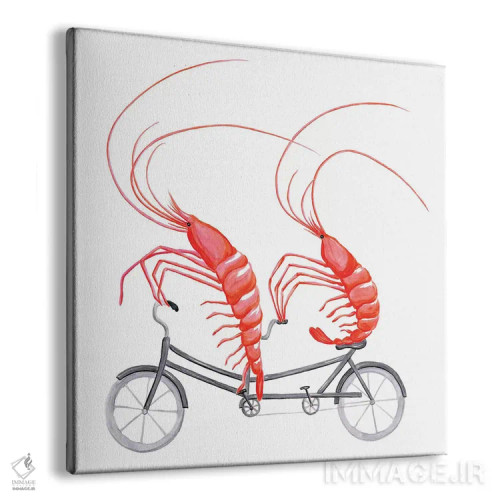 تابلو دکوراتیو میگوها روی دوچرخه اثر آملی لگو - نمای پرسپکتیو محصول