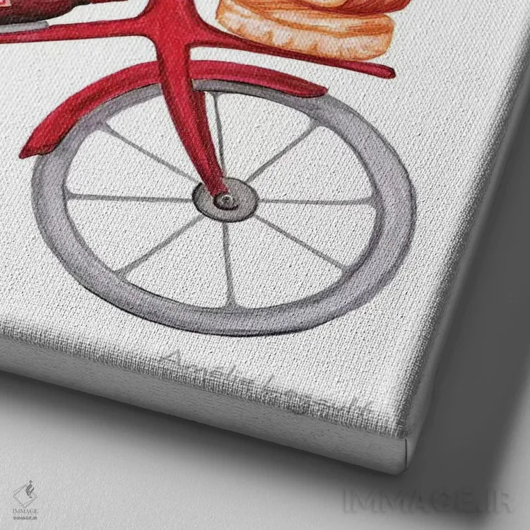 تابلو دکوراتیو موش ها روی دوچرخه اثر آملی لگو - نمای نزدیک بافت بوم