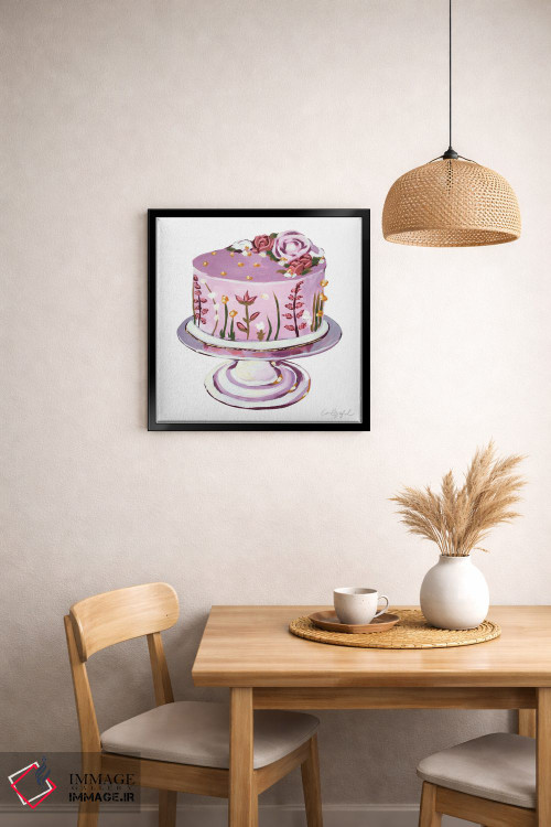 تابلو دکوراتیو کیک گل ظریف صورتی اثر لورل گرینفیلد - D1B