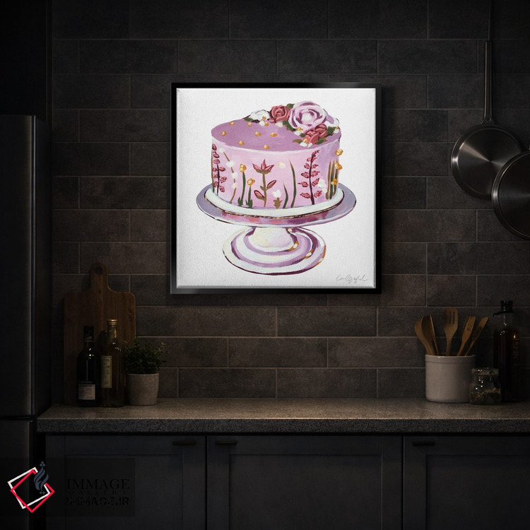 تابلو دکوراتیو کیک گل ظریف صورتی اثر لورل گرینفیلد - D5B