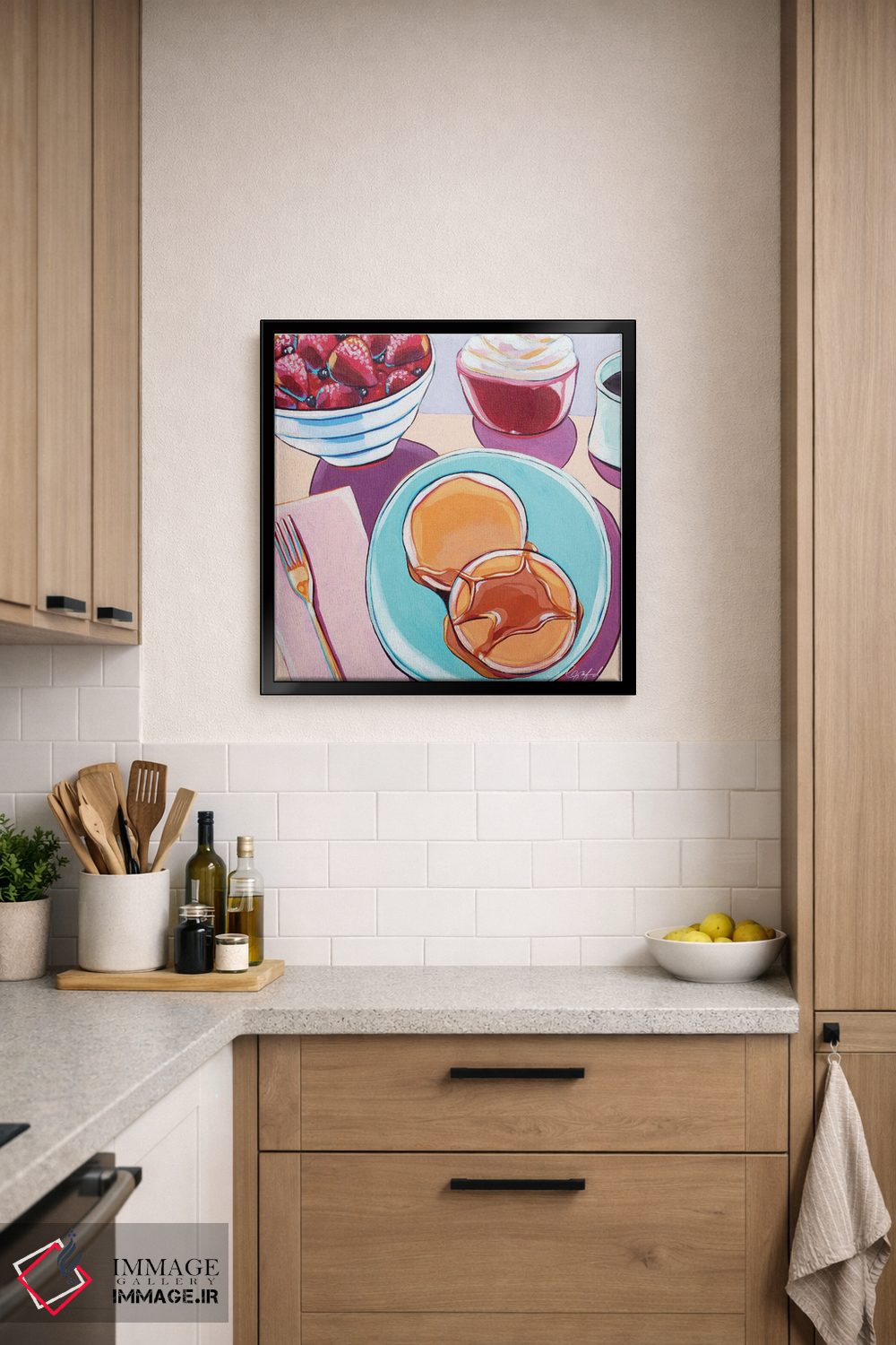 تابلو دکوراتیو پنکیک و توت فرنگی اثر لورل گرینفیلد - D6B