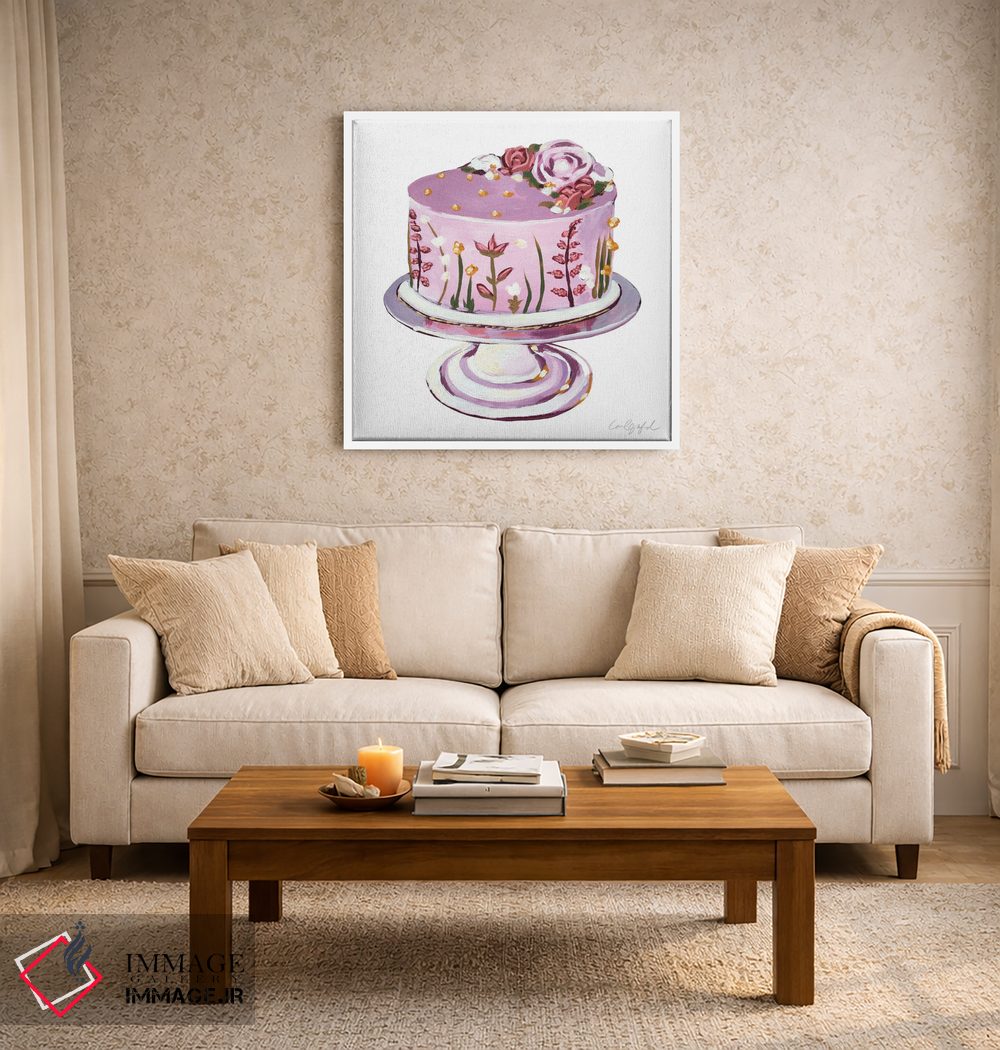 تابلو دکوراتیو کیک گل ظریف صورتی اثر لورل گرینفیلد - D6W