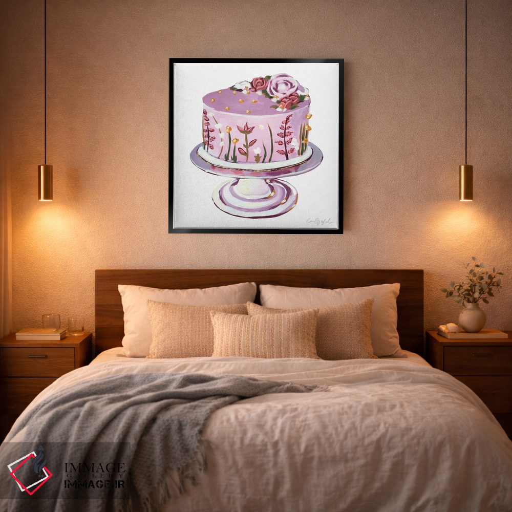 تابلو دکوراتیو کیک گل ظریف صورتی اثر لورل گرینفیلد - D4B