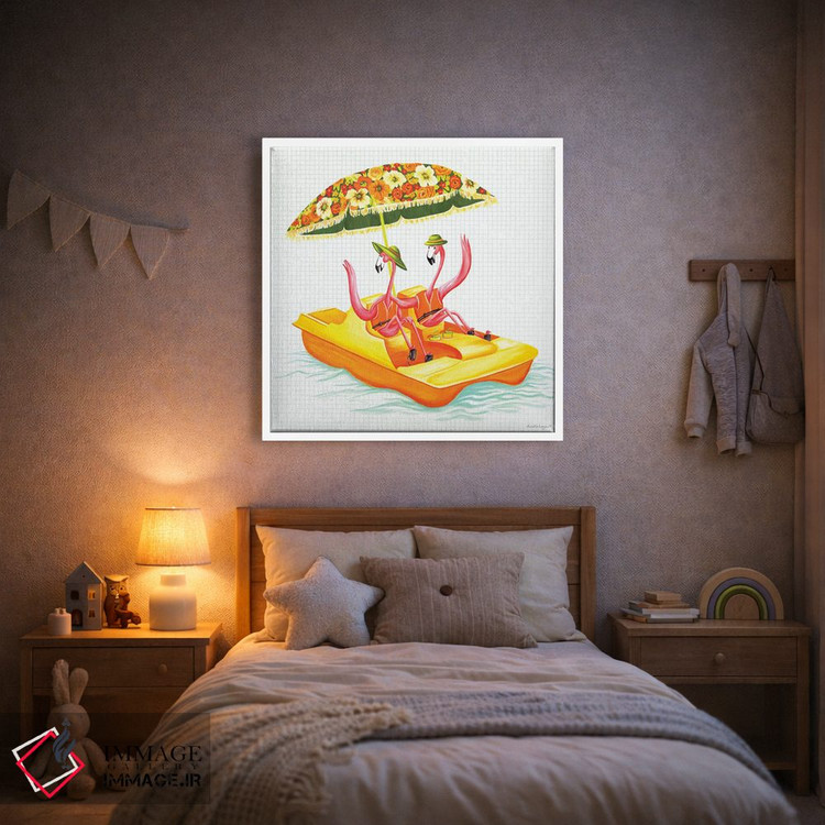 تابلو دکوراتیو فلامینگوها در قایق پدالی اثر آملی لگو - D1W