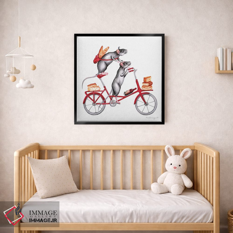تابلو دکوراتیو موش ها روی دوچرخه اثر آملی لگو - D2B