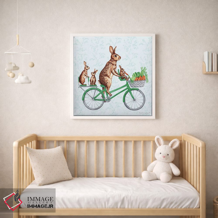 تابلو دکوراتیو خرگوش ها روی دوچرخه اثر آملی لگو - D1W