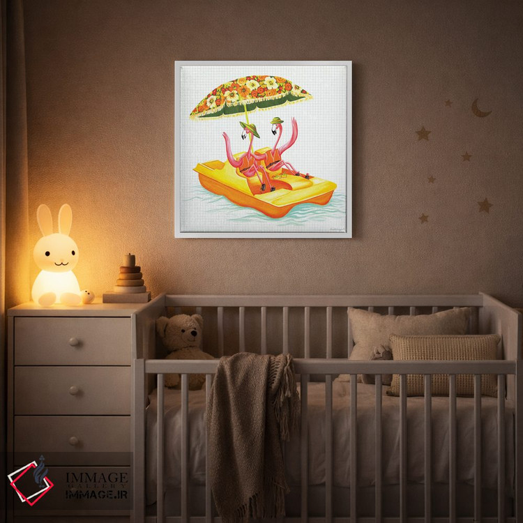 تابلو دکوراتیو فلامینگوها در قایق پدالی اثر آملی لگو - D3W