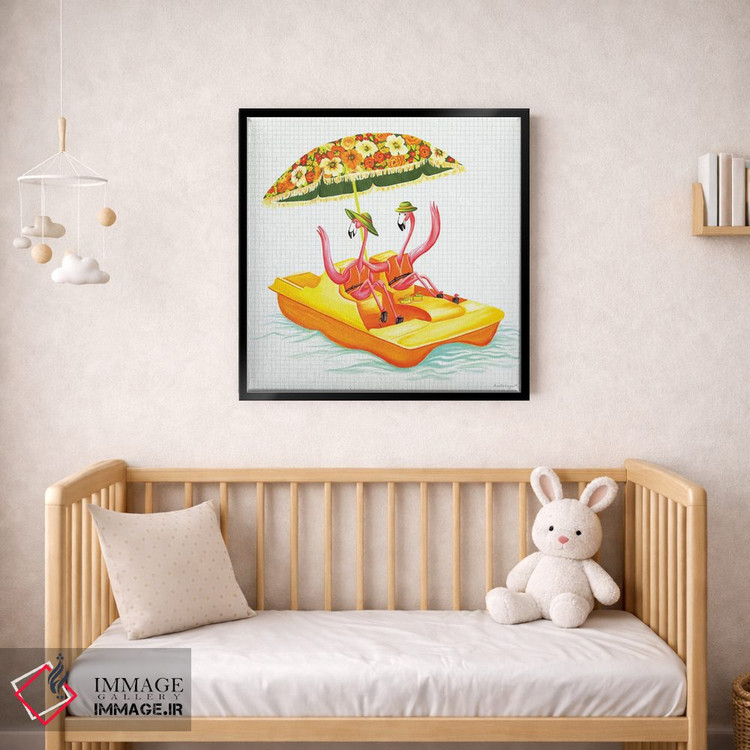 تابلو دکوراتیو فلامینگوها در قایق پدالی اثر آملی لگو - D2B