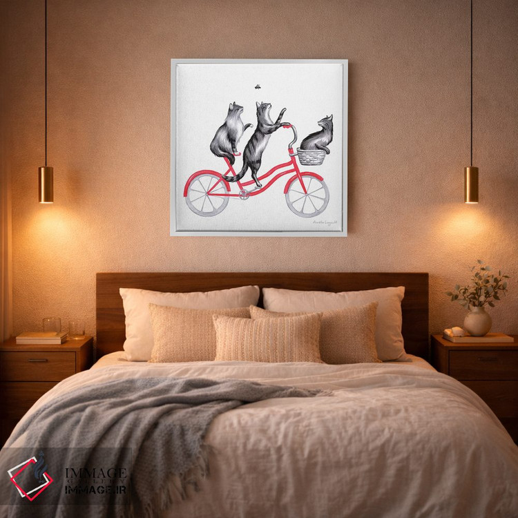تابلو دکوراتیو گربه ها روی دوچرخه اثر آملی لگو - D3W
