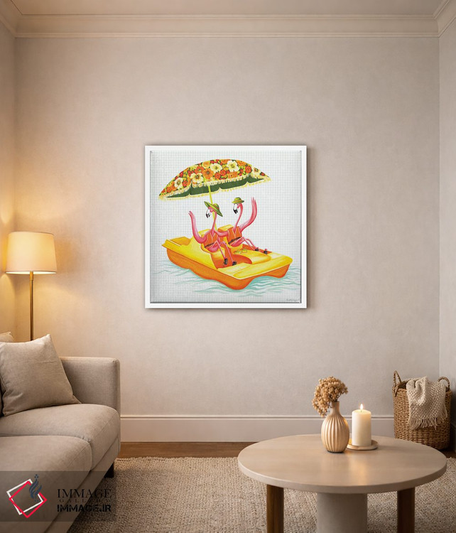 تابلو دکوراتیو فلامینگوها در قایق پدالی اثر آملی لگو - D4W