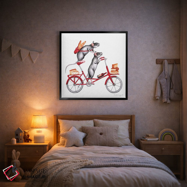 تابلو دکوراتیو موش ها روی دوچرخه اثر آملی لگو - D3B