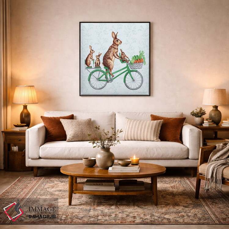 تابلو دکوراتیو خرگوش ها روی دوچرخه اثر آملی لگو - D3B